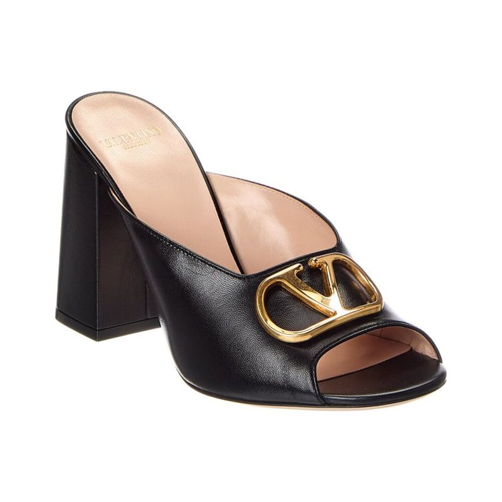 Valentino Vlogo Signature 95 Leather Sandal, Black